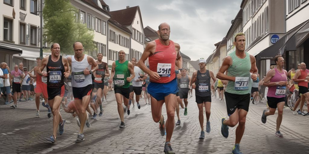 marathon runners in Frankenthal city streets