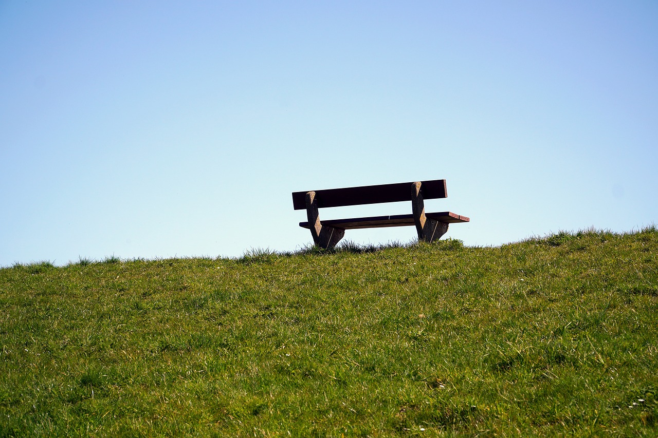 north sea, park bench, park